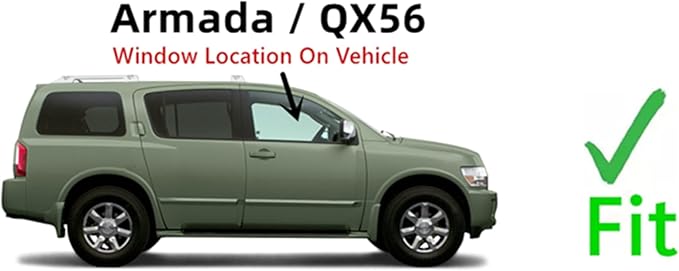 Passenger Right Side Front Door Window Door Glass Compatible with Nissan Armada 2004-2015/Nissan Pathfinder Armada 2004/Infiniti QX56 2004-2006 Models