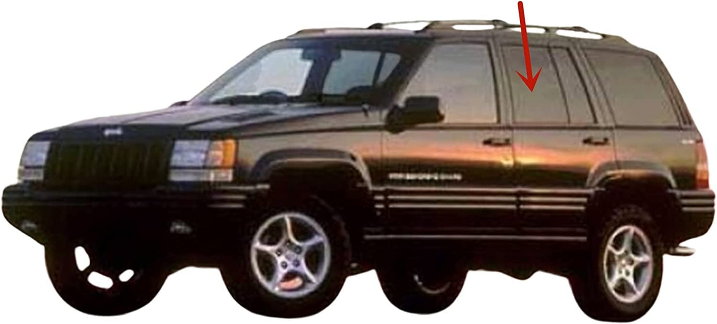 Driver Left Side Rear Door Window Door Glass Compatible with Jeep Grand Cherokee/Grand Wagoneer 1993-1998 Models