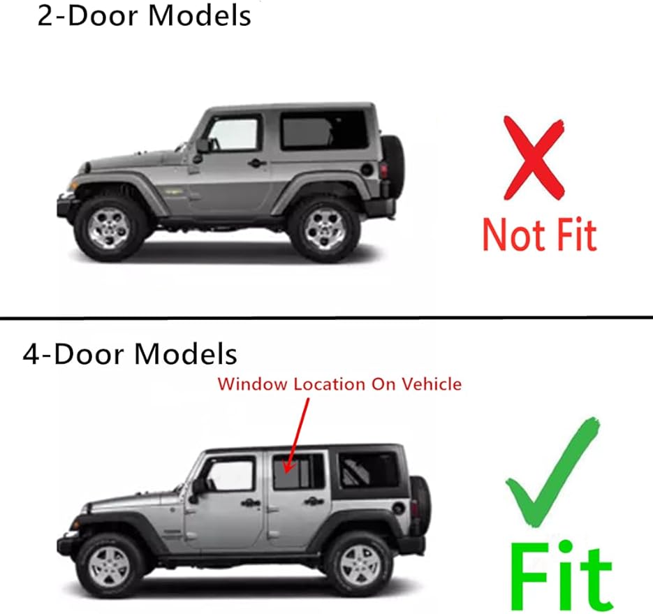 OEM Driver Left Side Rear Door Window Door Glass Compatible with Jeep Wrangler 2007-2017 Models/ Wrangler JK 2018 Models