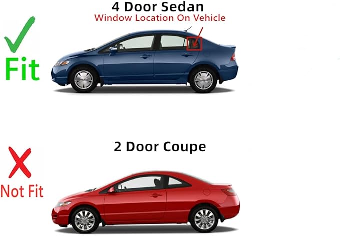 Driver Left Side Rear Vent Window Vent Glass Compatible with Honda Civic 4 Door Sedan 2006-2011 Models