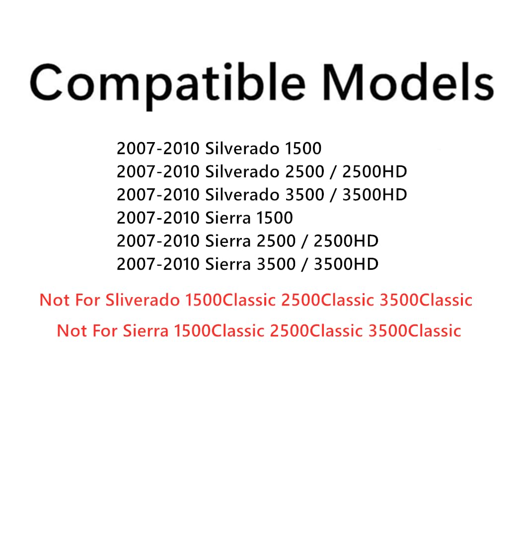 Flush Fit Rear Power Slider Window Back Glass Compatible with Chevrolet Silverado / GMC Sierra 1500 2500 2500HD 3500 3500HD 2007-2010 Models (Not For 2007 Classic Models)