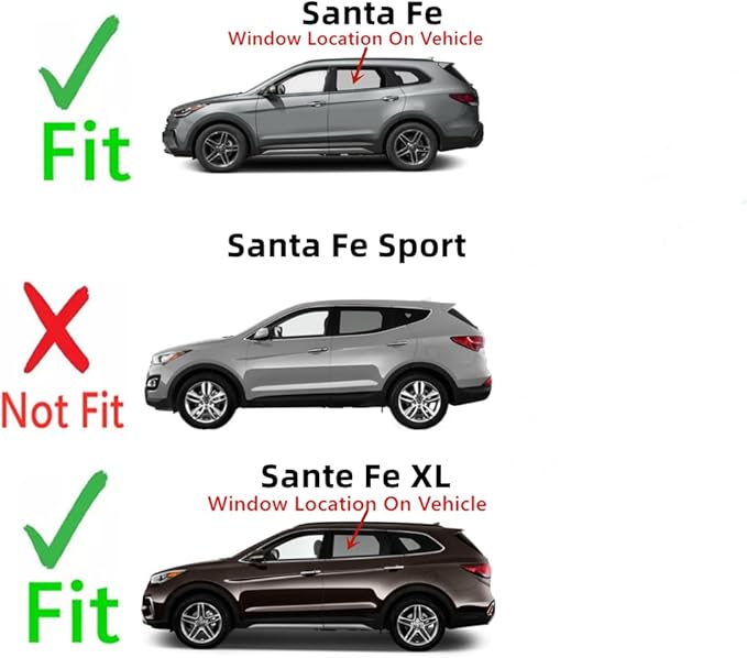 Driver Left Side Rear Door Window Door Glass Compatible with Hyundai Santa Fe 2013-2018 Models / Santa Fe XL 2019 Models