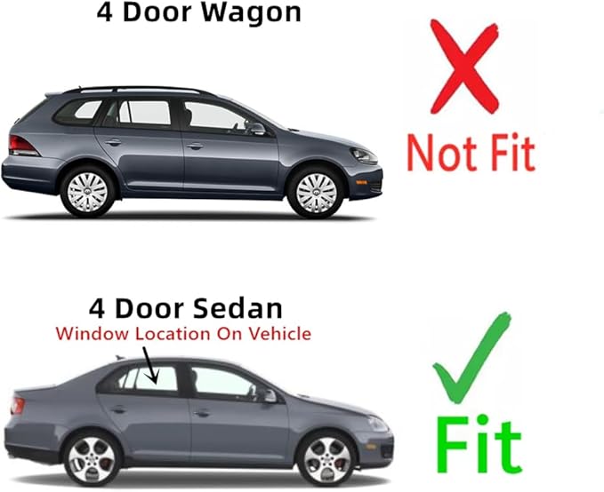 Passenger Right Side Rear Door Window Door Glass Compatible with Volkswagen Jetta 4 Door Sedan 2011-2018 Models