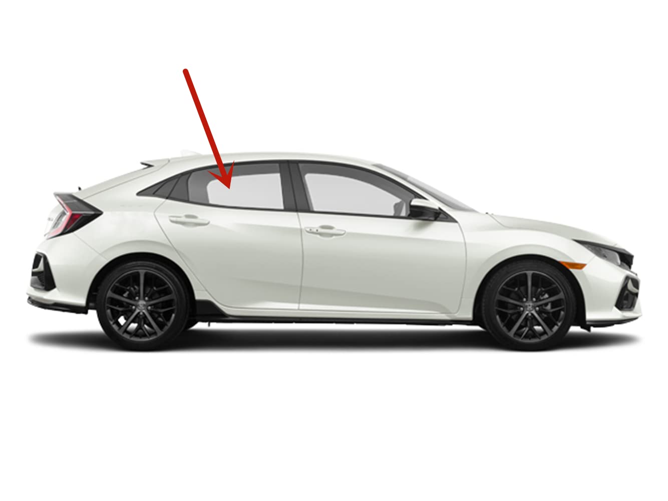 Passenger Right Side Rear Door Window Door Glass Compatible with Honda Civic 4 Door Hatchback 2017-2021 Models