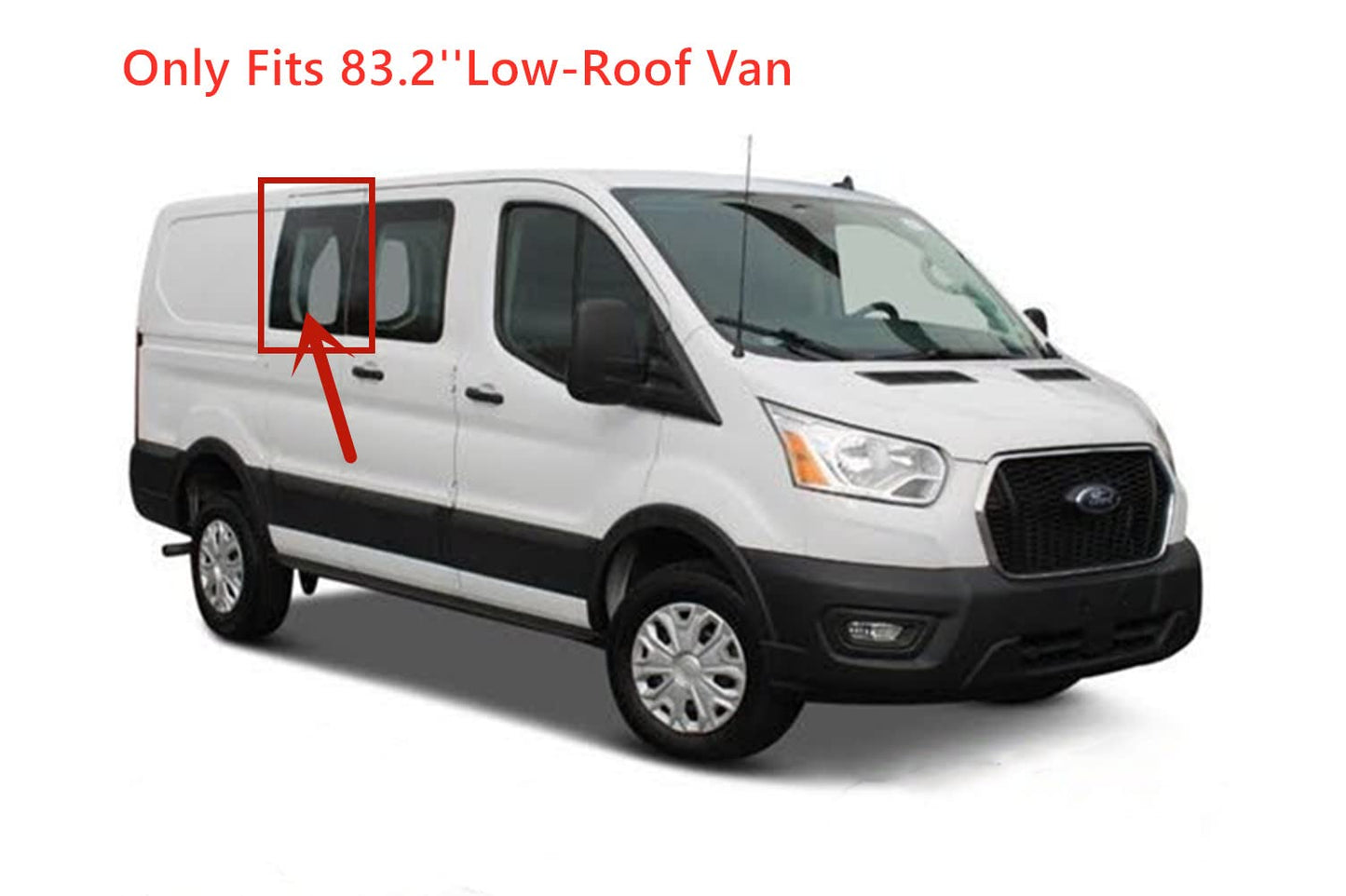 Stationary Passenger Right Side Fixed Cargo Door Window Door Glass Compatible with Ford Transit 83.2" Low-Roof Van 2015-2025 Models (Not for Mid/High Roof Transit, or Transit Connect)