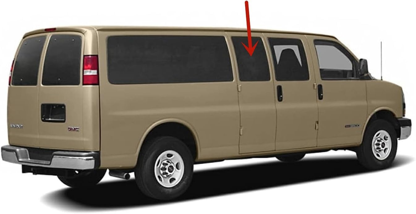 Privacy Stationary Passenger Right Side Rear Hinged Door Window Door Glass Compatible with Chevrolet Express/GMC Savana 1996-2025 Models