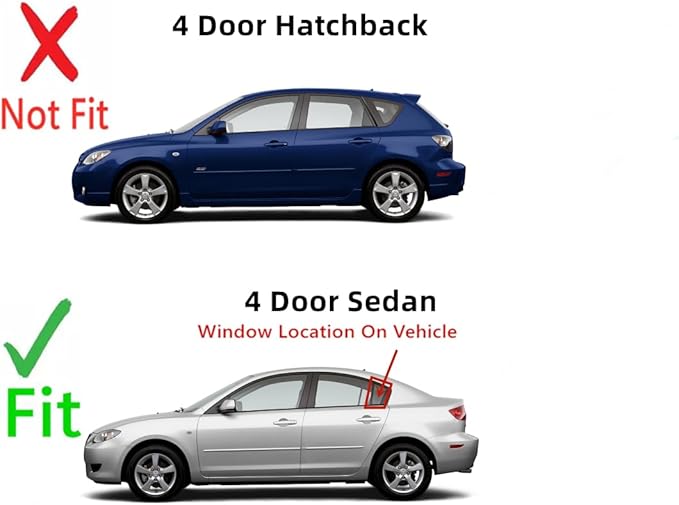 Driver Left Side Rear Vent Window Vent Glass Compatible with Mazda 3 4 Door Sedan 2004-2009 Models