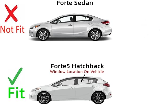 Driver Left Side Rear Door Window Door Glass Compatible with Kia Forte5 2014-2018 Models