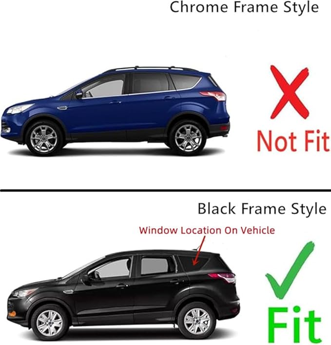 Black Frame Style Tempered Driver Left Side Rear Quarter Window Quarter Glass Compatible with Ford Escape 2013-2016 Models