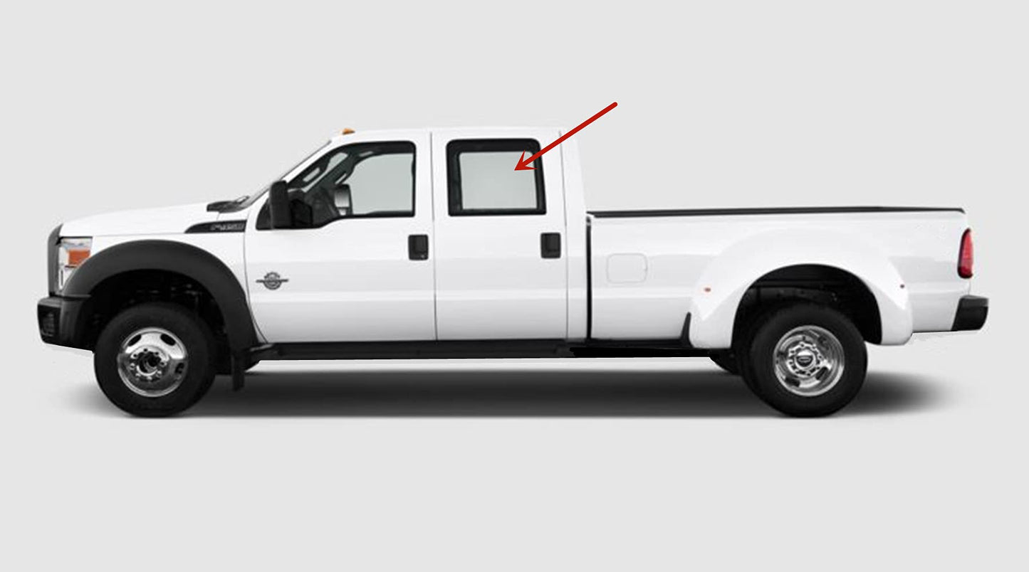 Driver Left Side Rear Door Window Door Glass Compatible with Ford F250 F350 F450 F550 F650 F750 4 Door Crew Cab 1999-2012 Models