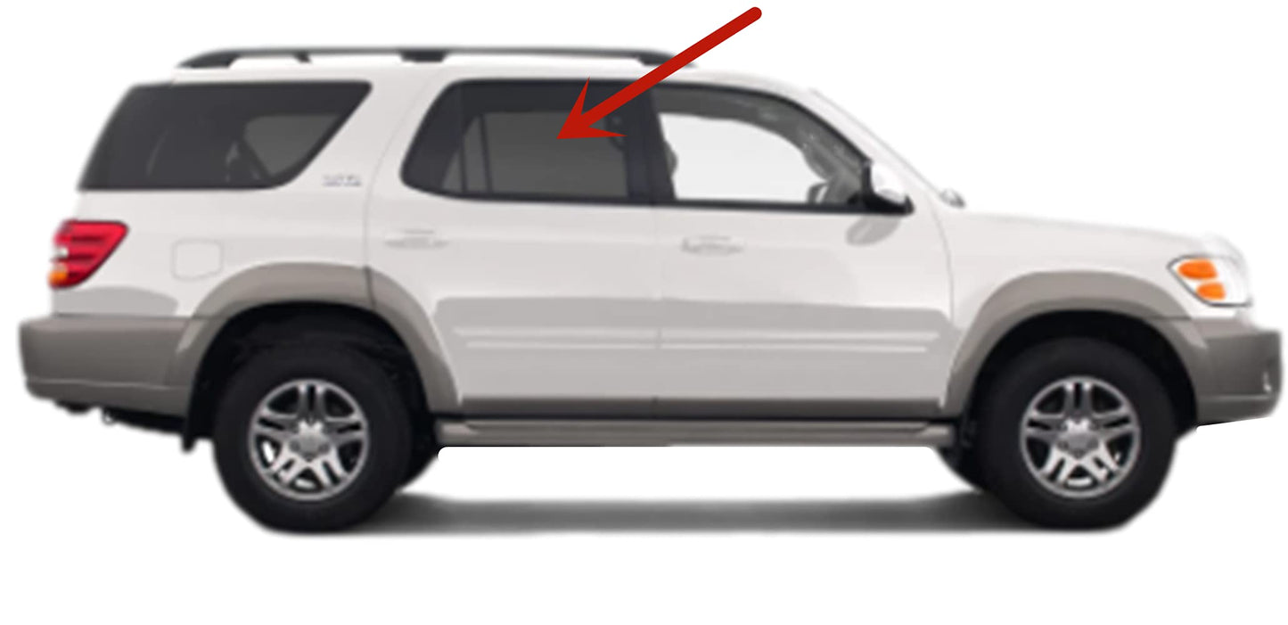 Passenger Right Side Rear Door Window Door Glass Compatible with Toyota Sequoia 2001-2007 Models