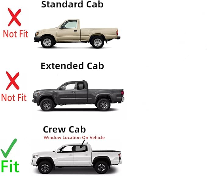 Driver Left Side Rear Door Window Door Glass Compatible with Toyota Tacoma 4 Door Crew Cab 2005-2015 Models