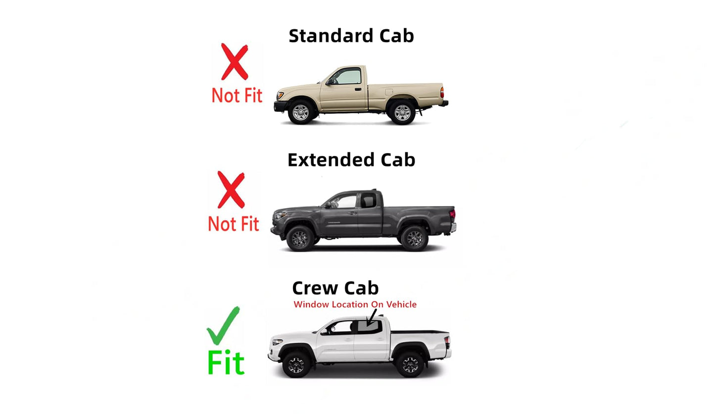 Driver Left Side Rear Door Window Glass Compatible with Toyota Tacoma 4 Door Crew Cab 2005-2015 Models