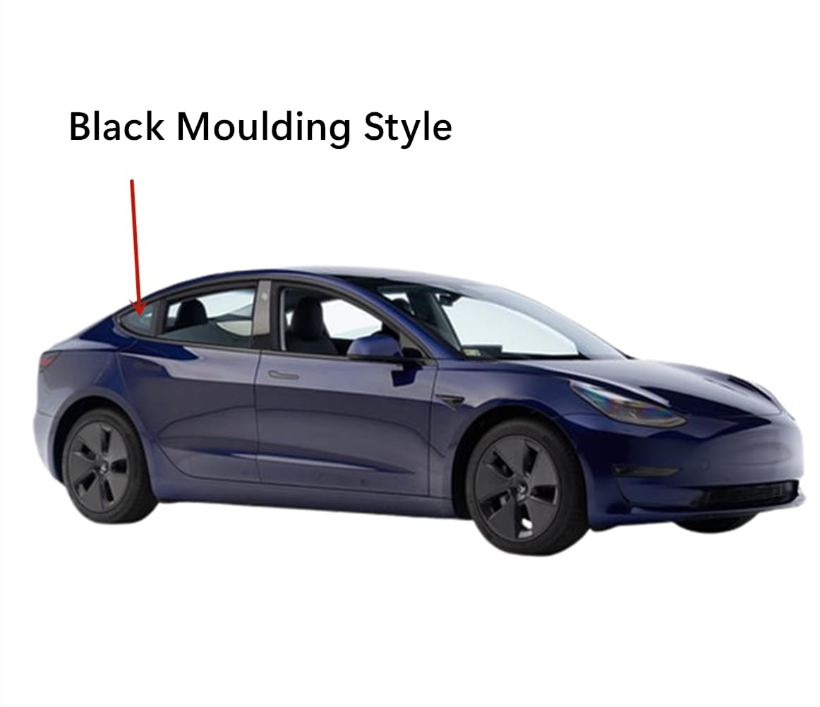 Black Moulding Style Passenger Right Side Rear Quarter Window Quarter Glass Compatible with Tesla Model 3 2017-2023 Models
