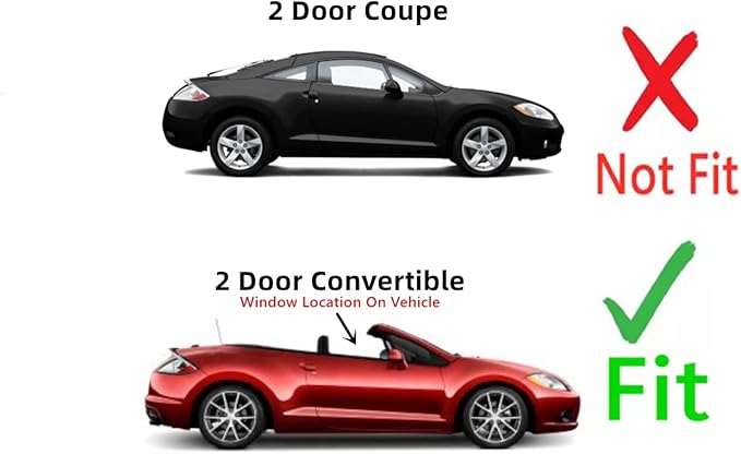 Passenger Right Side Door Window Door Glass Compatible with Mitsubishi Eclipse 2 Door Convertible 2007-2012 Models