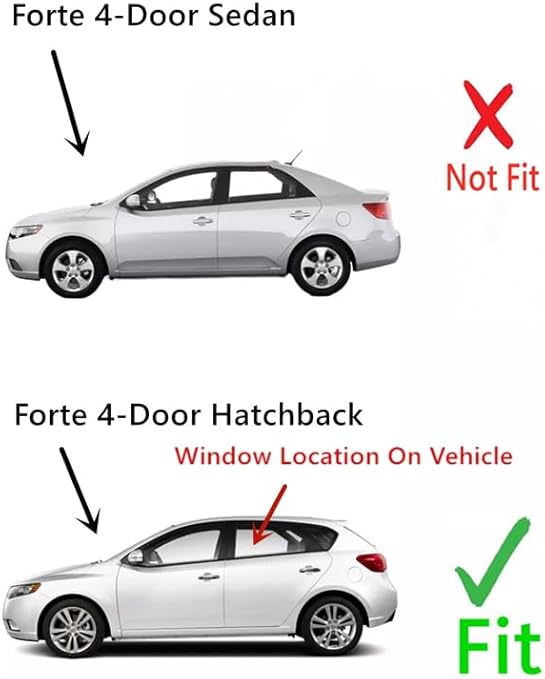 Driver Left Side Rear Door Window Door Glass Compatible with Kia Forte 4 Door Hatchback 2011-2013 Models
