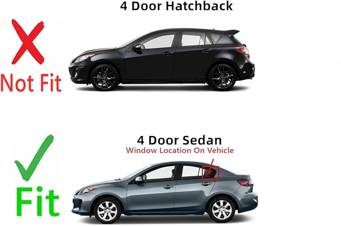 Driver Left Side Rear Vent Window Vent Glass Compatible with Mazda 3 4 Door Sedan 2010-2013 Models