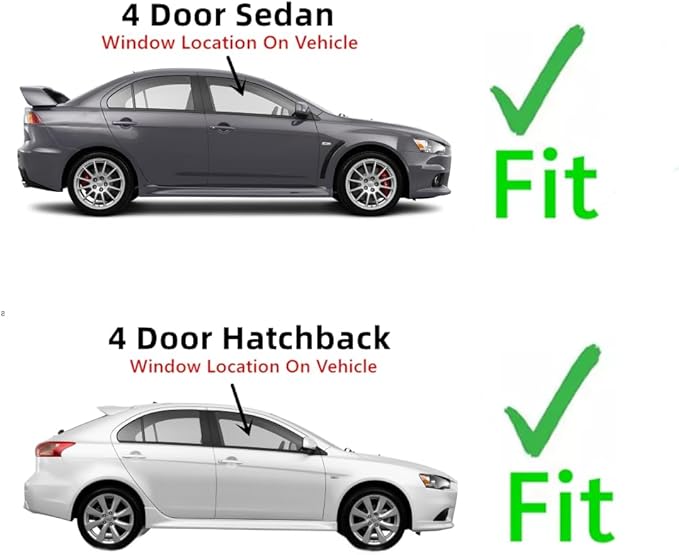 Passenger Right Side Front Door Window Door Glass Compatible with Mitsubishi Lancer 2008-2018 Models