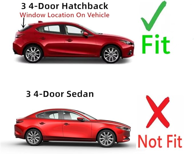 Heated Back Window Back Glass Compatible with Mazda 3 4 Door Hatchback 2014-2018 Models