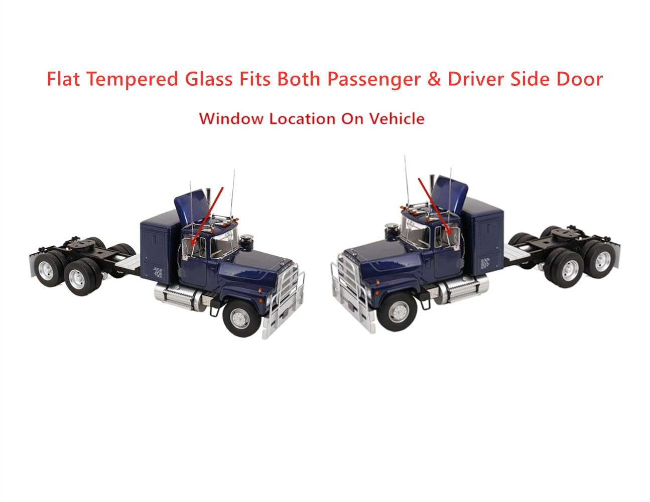 Tempered Front Door Window Glass Compatible with Mack CA47 CA49 CA494 CAS48 DM DMM R RB RD RL RM RS RW U Series 1963-2006 Models (Fit Both Passenger / Driver Side)