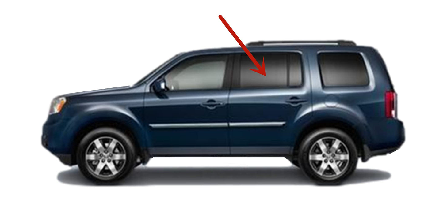 Driver Left Side Rear Door Window Door Glass Compatible with Honda Pilot 2009-2015 Models
