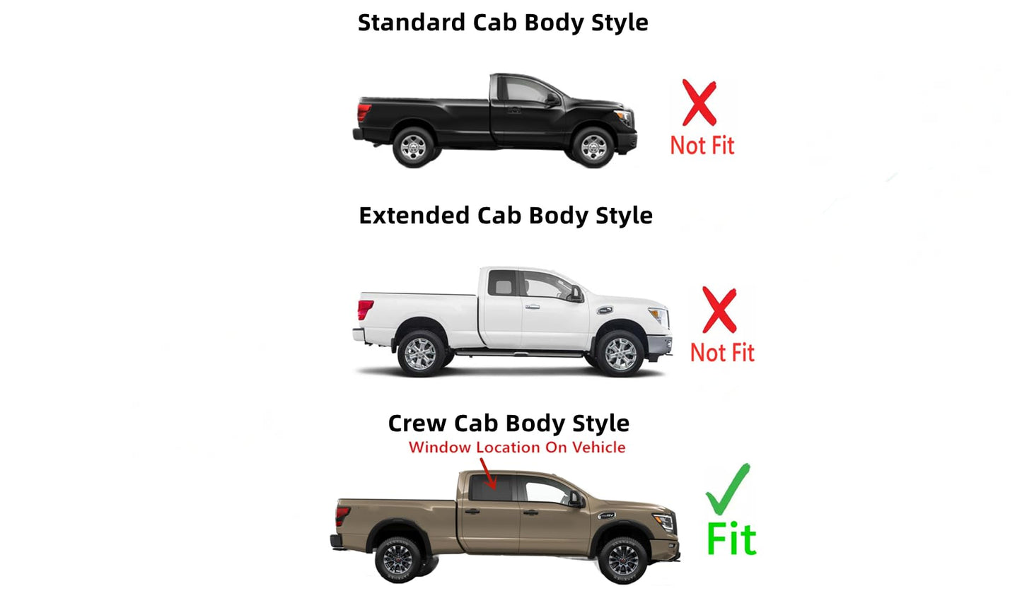 Passenger Right Side Rear Door Window Door Glass Compatible with Nissan Titan 2017-2025 / Titan XD 2016-2025 4 Door Crew Cab Models