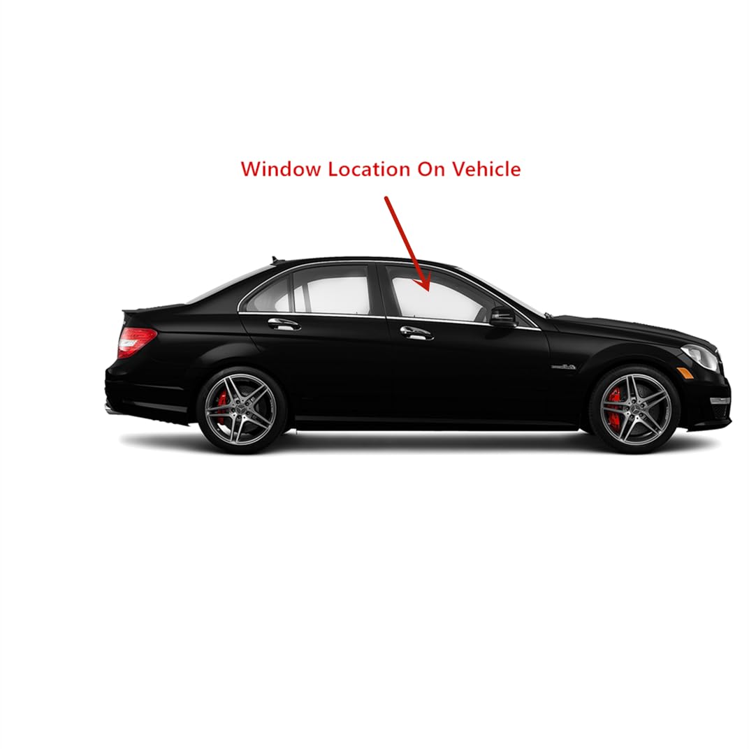 Tempered Passenger Right Side Front Door Window Glass Compatible with Mercedes Benz C250 / C300 / C350 / C63AMG 4-Door Sedan 2012-2014 Models