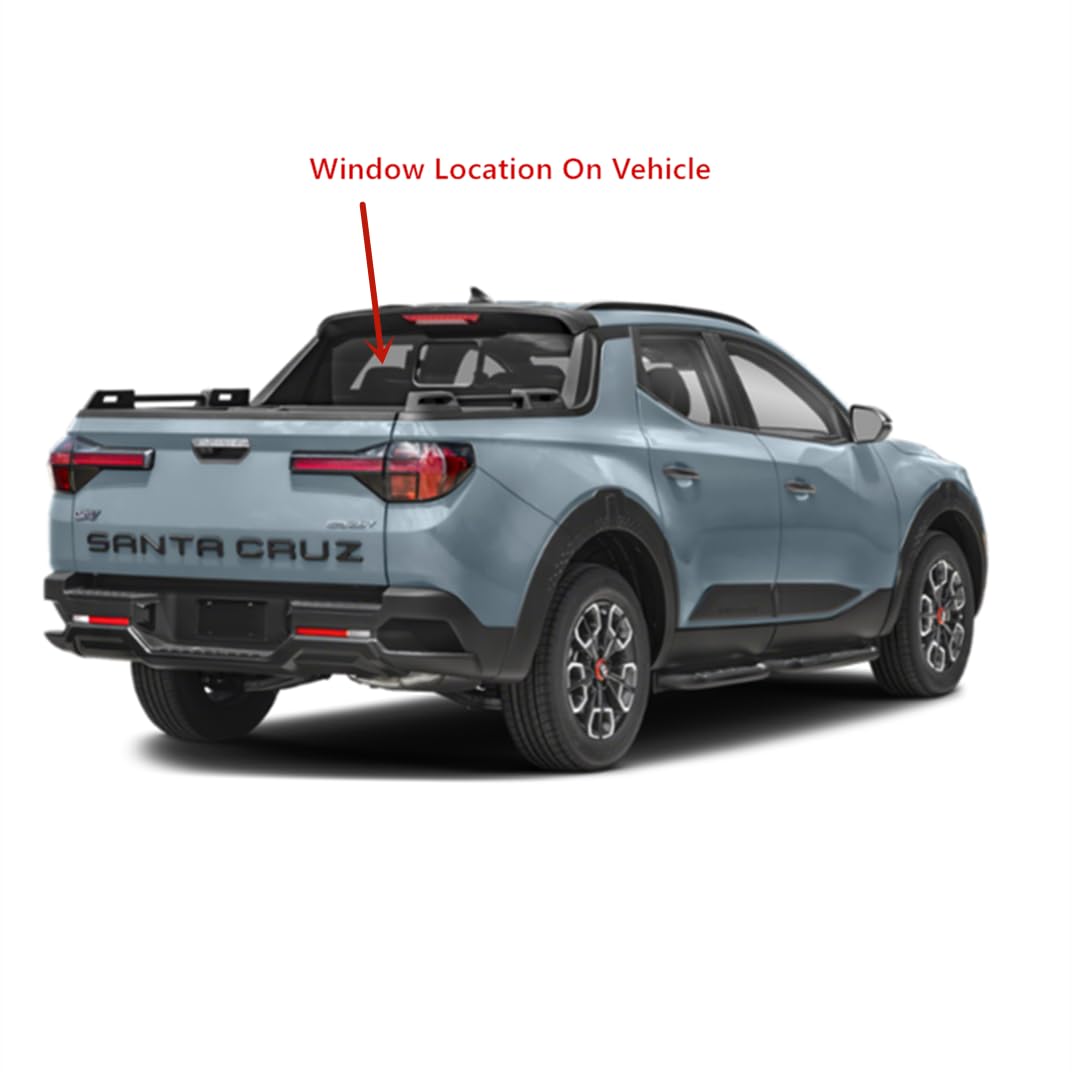 Heated Tempered Rear Manual Slider Window Back Glass Compatible with Hyundai Santa Cruz 2022-2024 Models