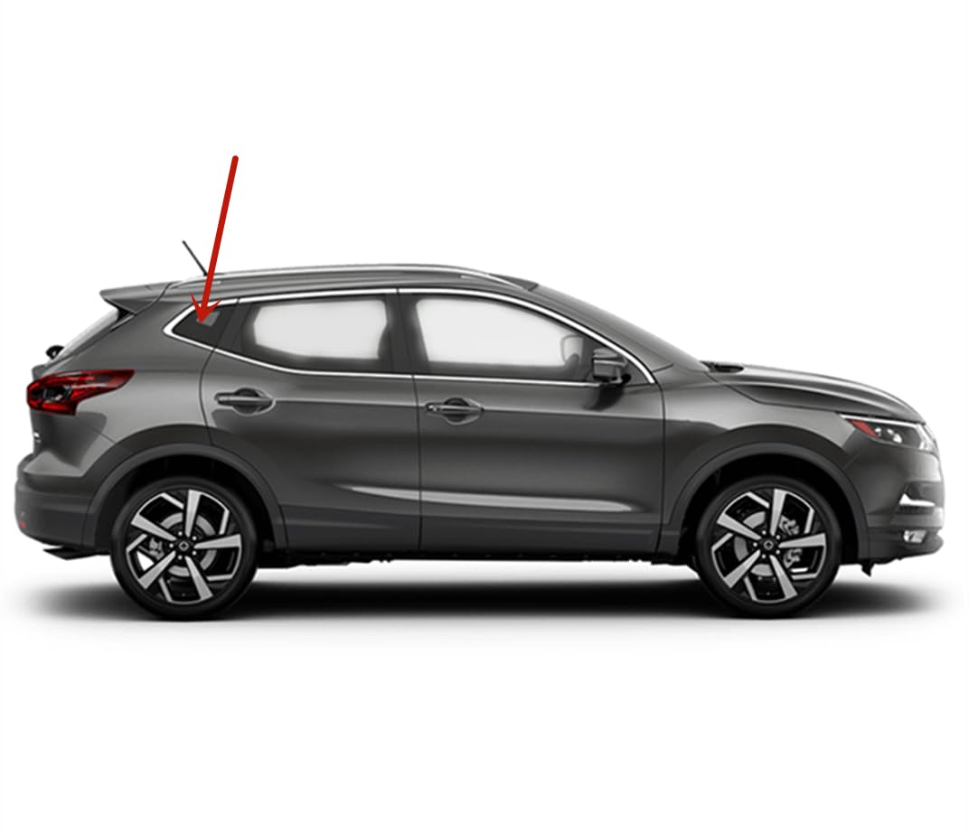 OE Passenger Right Side Quarter Window Quarter Glass Bright Trim Style Compatible with Nissan Rogue Sport 2017-2021 Models