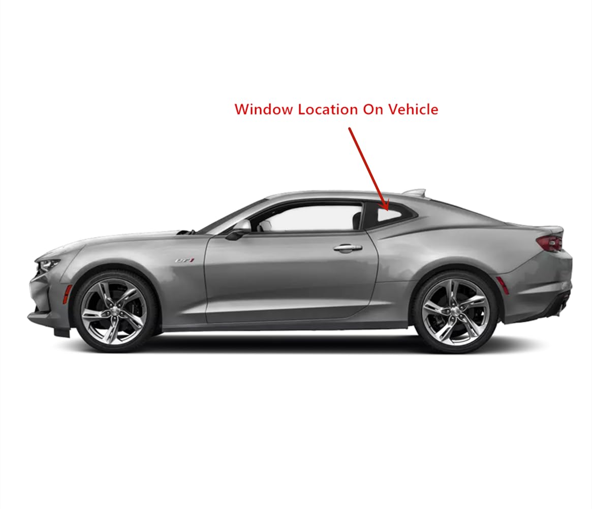 Tempered Driver Left Side Quarter Window Quarter Glass Compatible with Chevrolet Camaro 2-Door Coupe 2016-2024 Models (Not For Convertible Models)