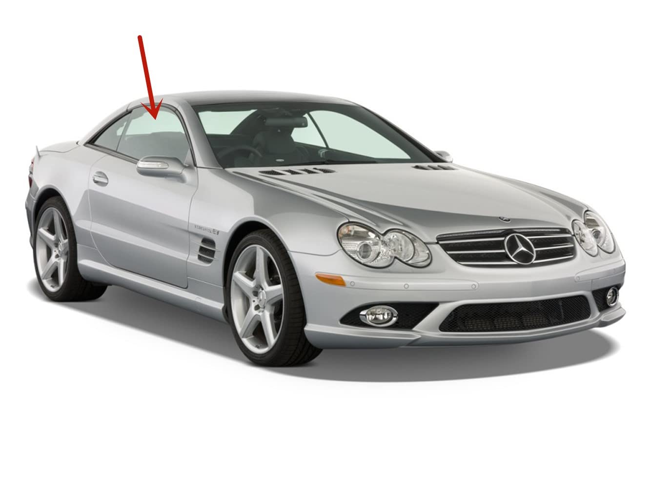Tempered Passenger Right Side Door Window Door Glass Compatible with Mercedes Benz SL500 SL55AMG SL550 SL600 SL63AMG SL65AMG 2003-2012 Models