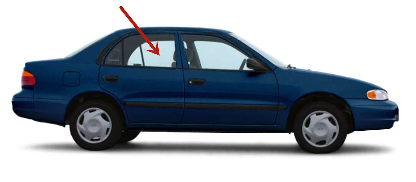 Passenger Right Side Rear Door Window Door Glass Compatible with Toyota Corolla/Chevrolet Prizm 1998-2002 Models
