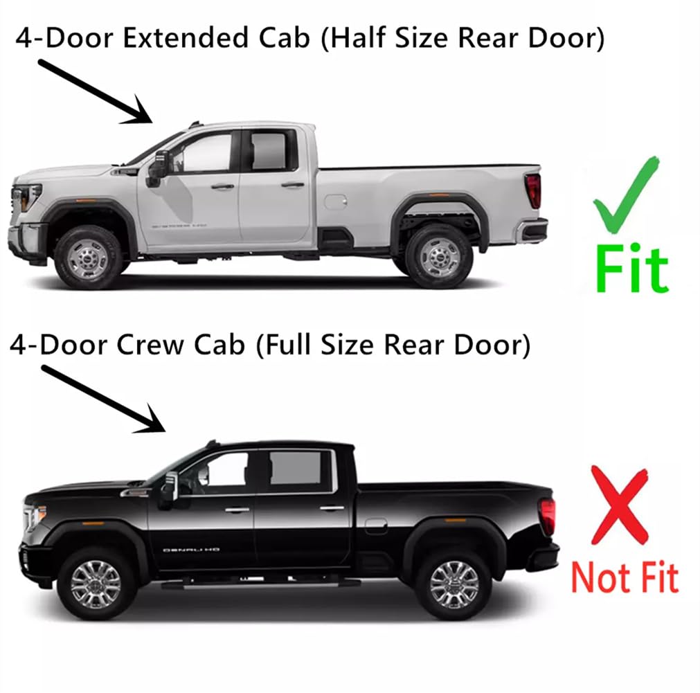 Driver Left Side Rear Door Window Door Glass Compatible with Chevrolet Silverado 2500/3500 2020-2025 GMC Sierra 2500/3500 2020-2025 4-Door Extended Cab Pickup (Half Size Rear Door) Models