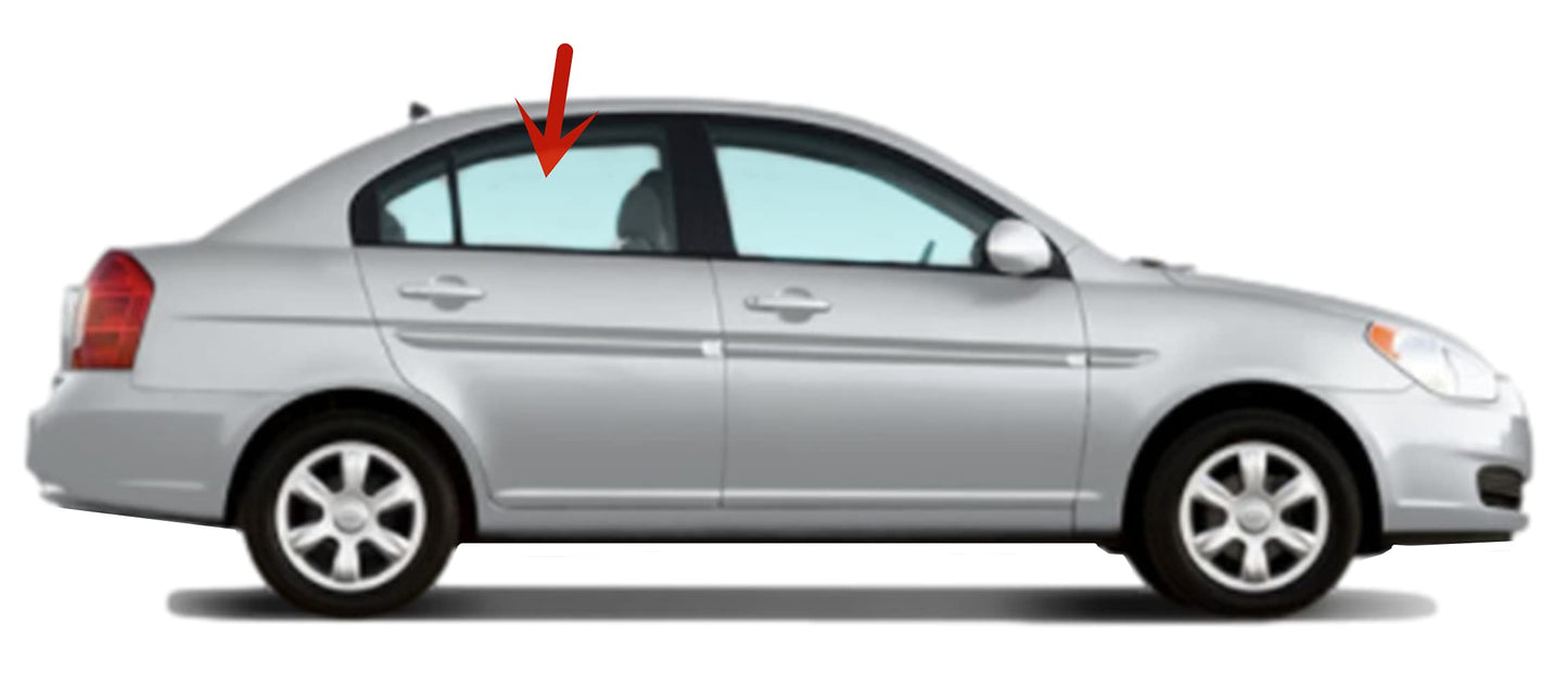 Passenger Right Side Rear Door Window Door Glass Compatible with Hyundai Accent 4 Door Sedan 2006-2011 Models
