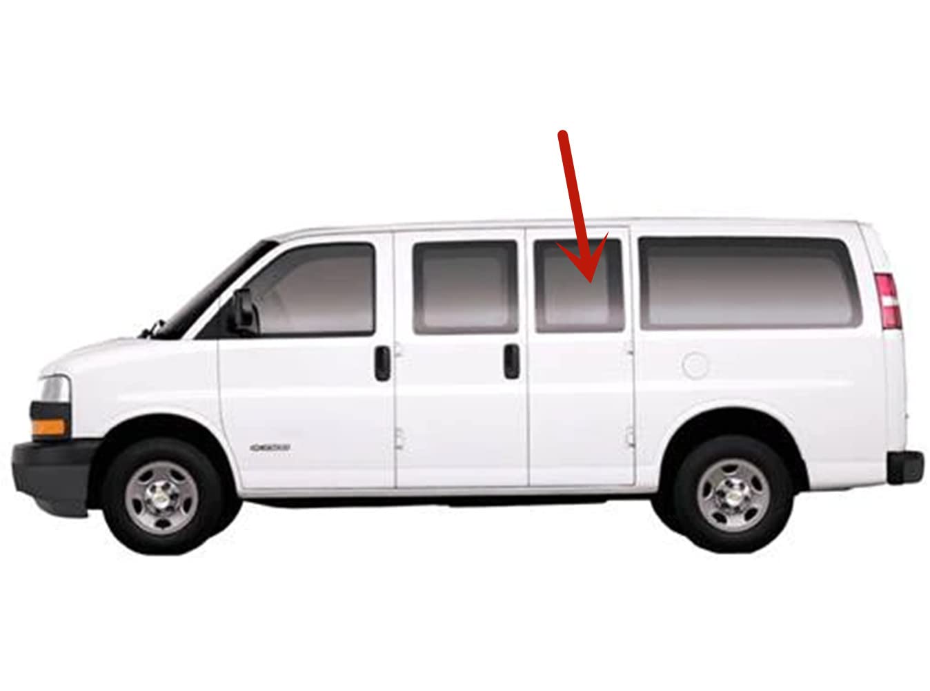 Movable Driver Left Side Rear Hinged Door (Third Door) Window Door Glass Compatible with Chevrolet Express/GMC Savana 1996-2025 Models