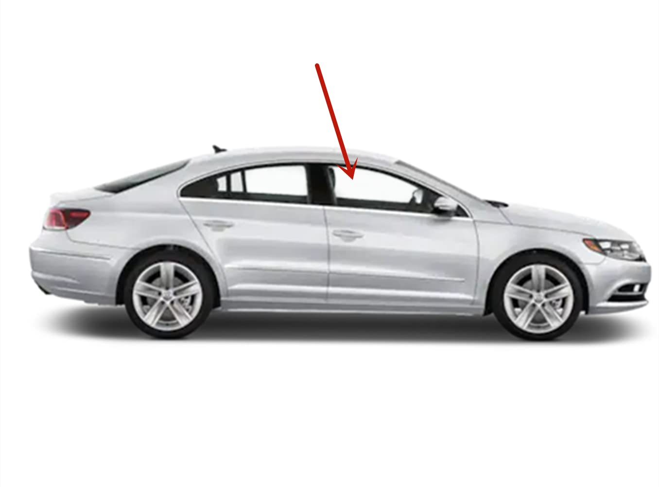 Tempered Passenger Right Side Front Door Window Door Glass Compatible with Volkswagen CC 2010-2017 Passat CC 2009 Models