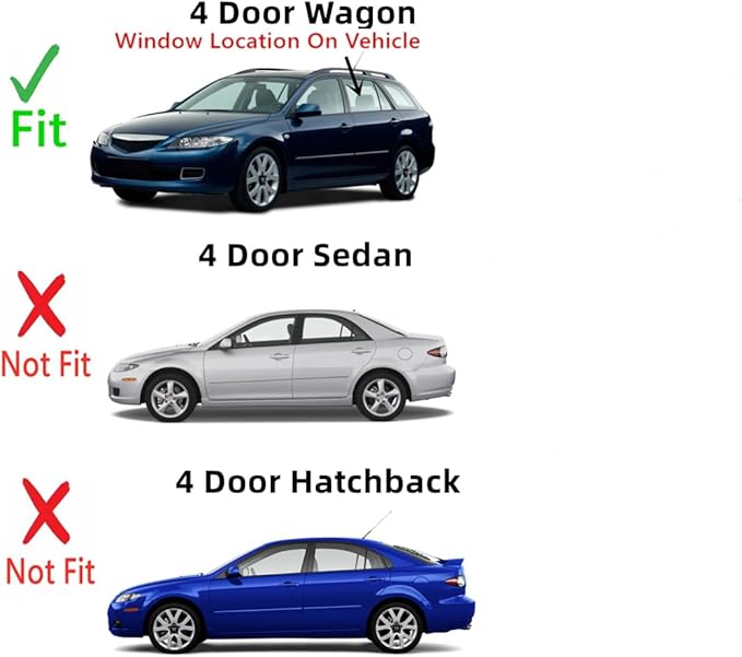 Driver Left Side Rear Door Window Door Glass Compatible with Mazda 6 2004-2008 4 Door Station Wagon Models