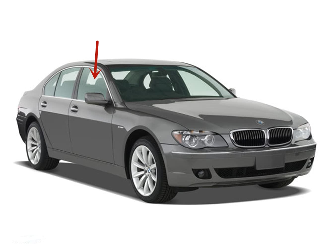 Tempered Passenger Right Side Front Door Window Door Glass Compatible with BMW 745i / 745Li / 750i / 750Li / 760i / 760Li / Alpina B7 2002-2008 Models