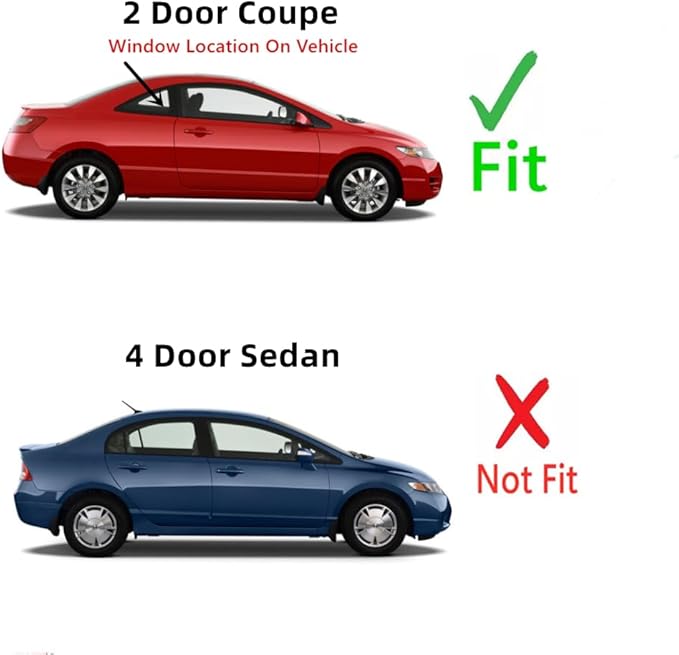 Passenger Right Side Quarter Window Quarter Glass Compatible with Honda Civic 2 Door Coupe 2006-2011 Models