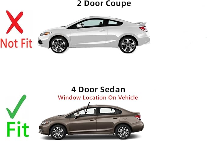 Driver Left Side Front Door Window Door Glass Compatible with Honda Civic 4 Door Sedan 2012-2015 Models