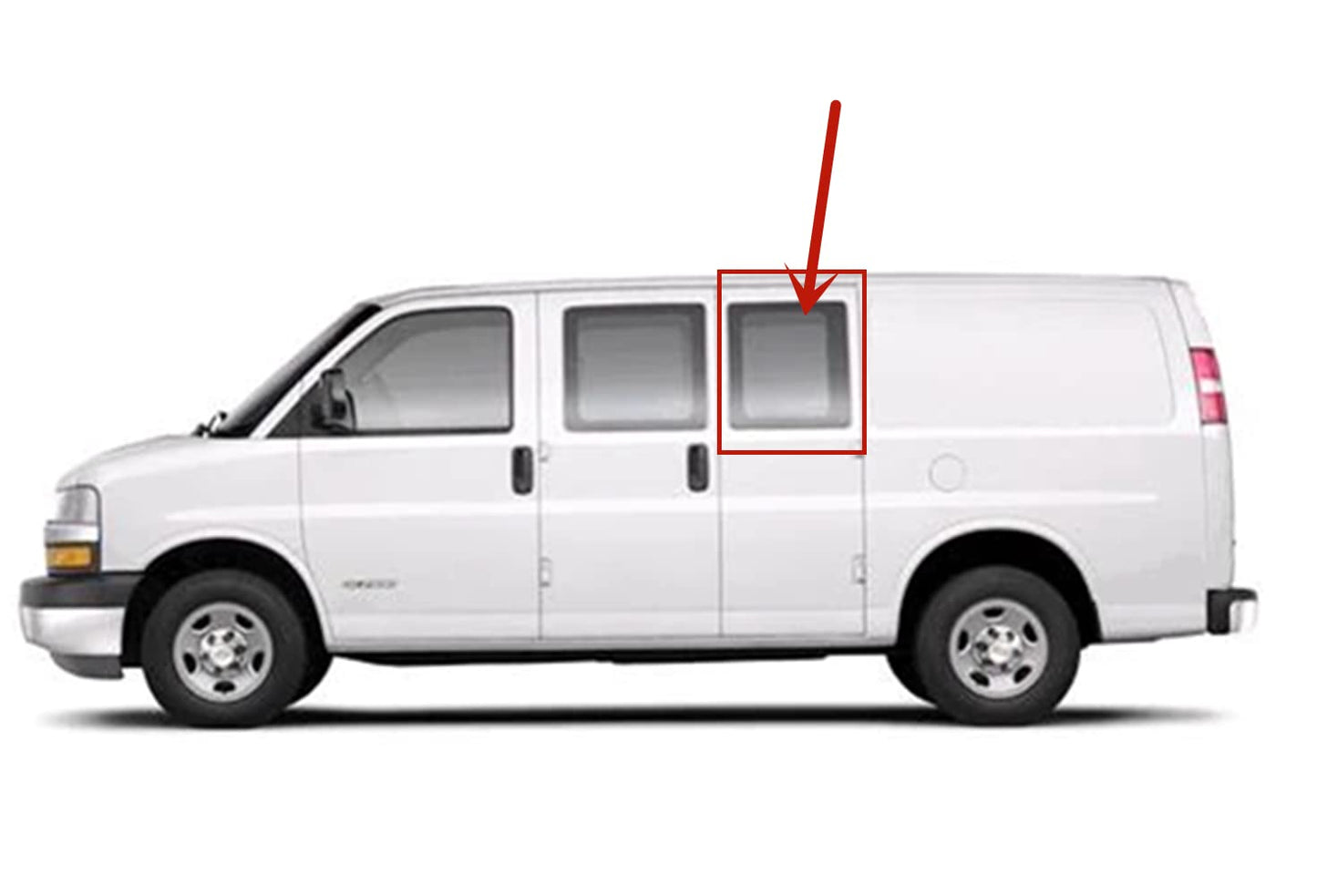 Privacy Stationary Driver Left Side Hinged Door Rear Window Door Glass Compatible with GMC Savana / Chevrolet Express 2003-2025 Models