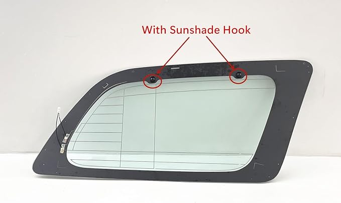 W/ Sunshade Hook & Antenna Style Tempered Passenger Right Side Quarter Window Quarter Glass Compatible with Toyota Sequoia 2008-2022 Models