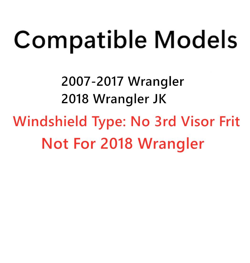 Without 3rd Visor Frit Style Laminated Front Windshield Window Glass Compatible with Jeep Wrangler 2007-2017 / Wrangler JK 2018 Models