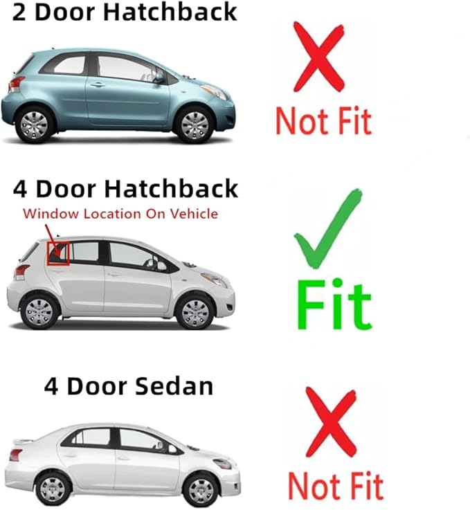 Passenger Right Side Rear Vent Window Vent Glass Compatible with Toyota Yaris 4 Door Hatchback 2006-2011 Models