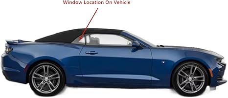 Tempered Passenger Right Side Quarter Window Quarter Glass Compatible with Chevrolet Camaro 2 Door Convertible 2016-2024 Models (Not for Coupe Models)