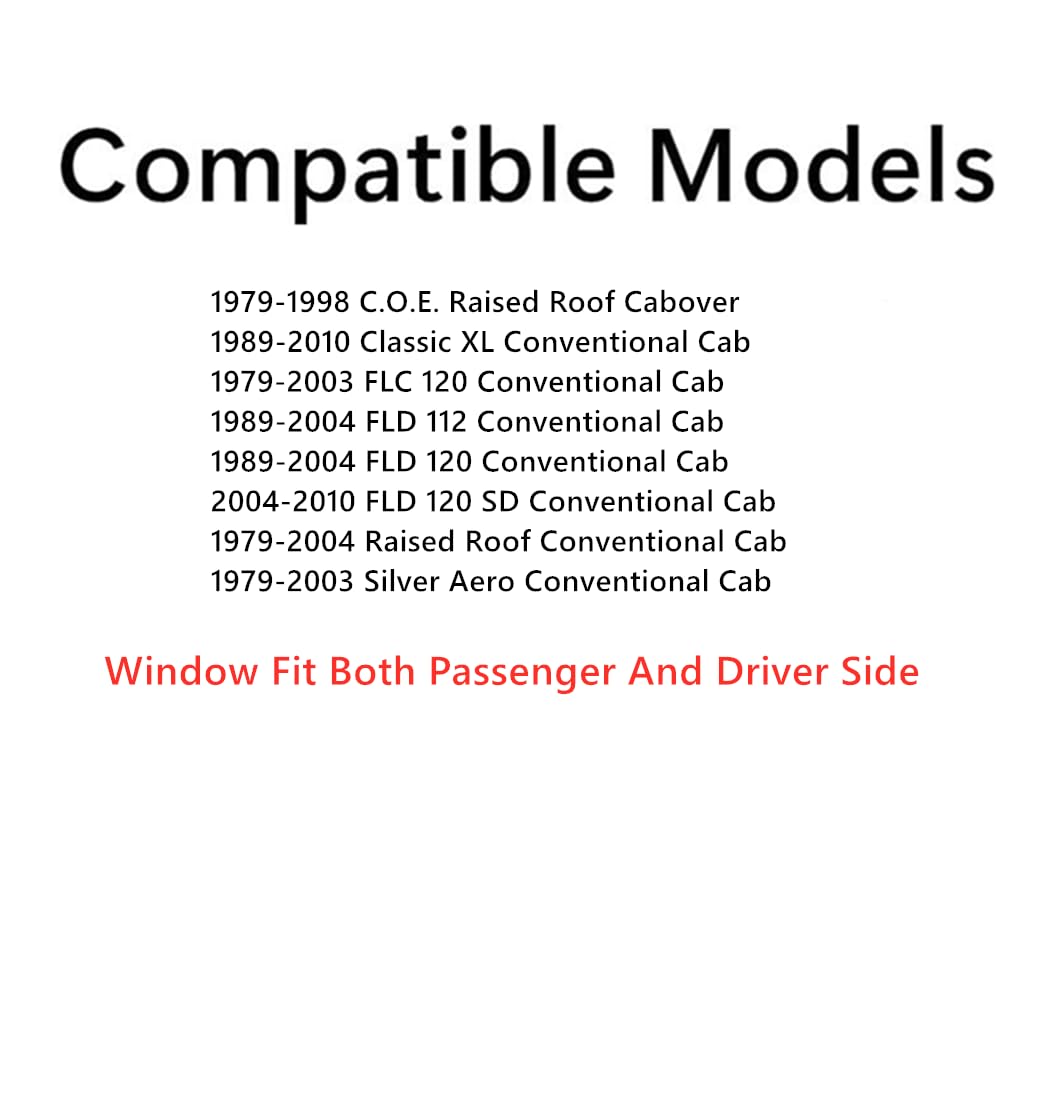 Tempered Passenger Right Or Driver Left Side Door Window Glass Compatible with Freightliner Classic XL FLD120SD 1989-2010 & FLC120 FLD112 FLD120 Silver Aero Raised Roof 1979-2004 Models
