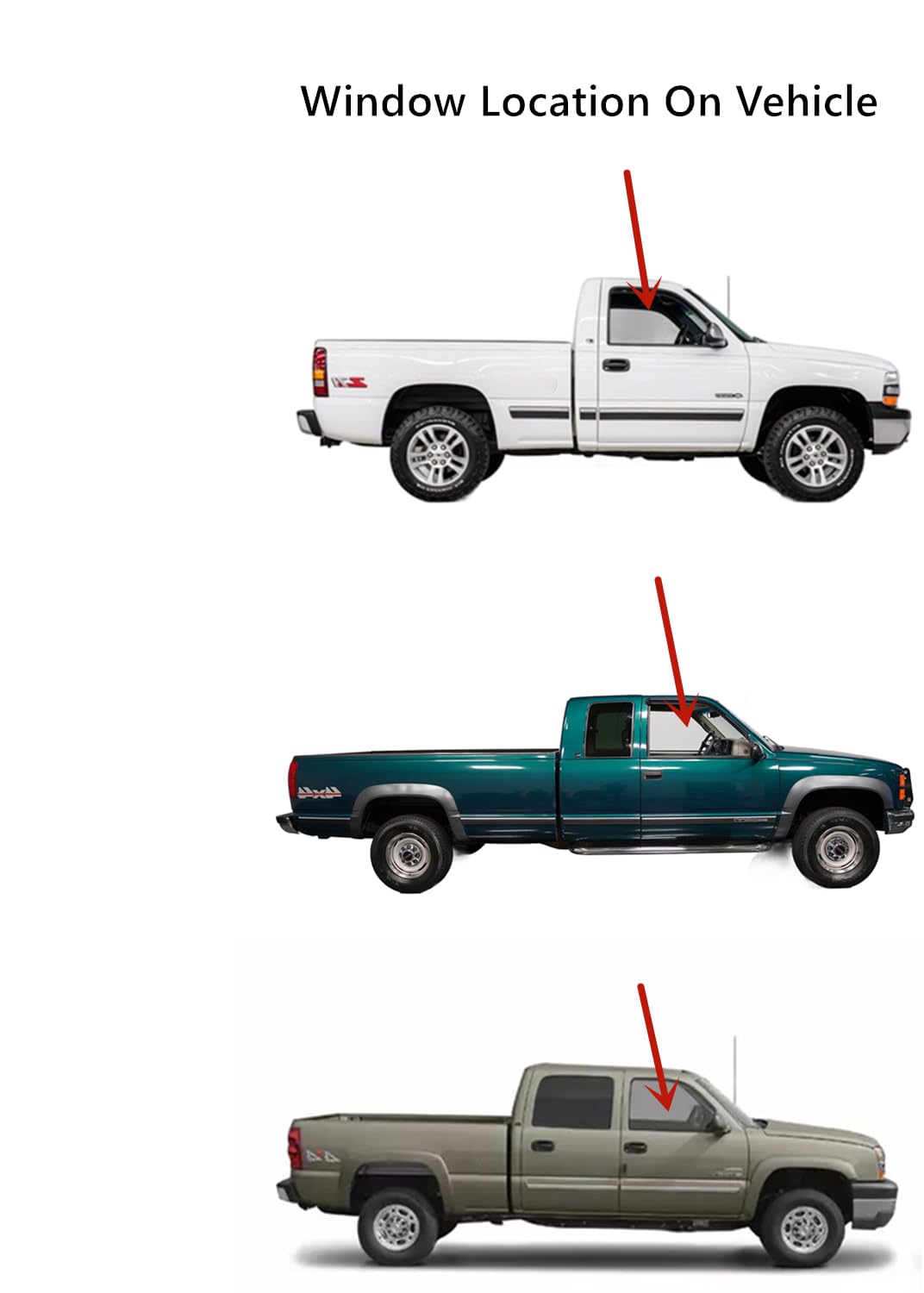 Privacy Passenger Right Side Front Door Window Glass Compatible with Chevrolet / GMC Pickup C1500 K1500 1993-1999 Models/ C2500 K2500 C3500 K3500 1993-2000 Models (Not For Silverado or Sierra)