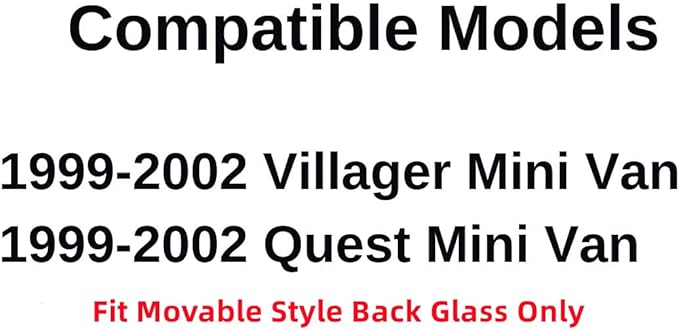 Movable Rear Back Window Back Tailgate Glass Compatible with Nissan Quest/Mercury Villager 1999-2002 Models