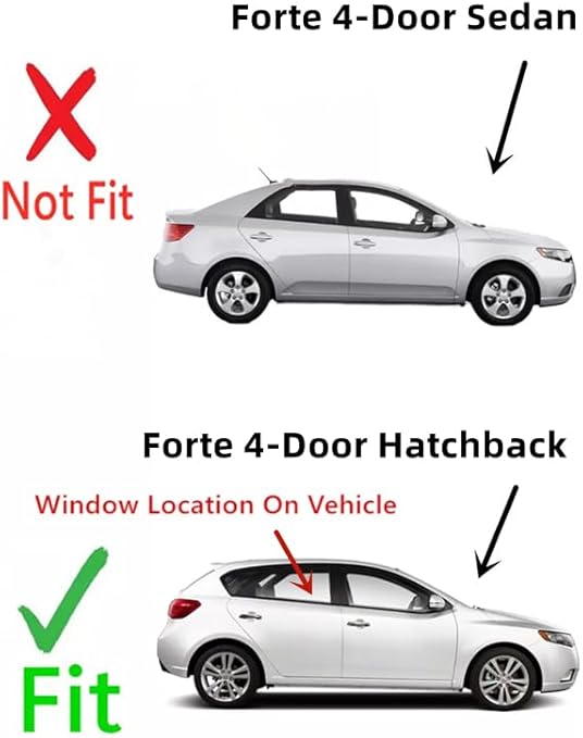 Passenger Right Side Rear Door Window Door Glass Compatible with Kia Forte 4 Door Hatchback 2011-2013 Models