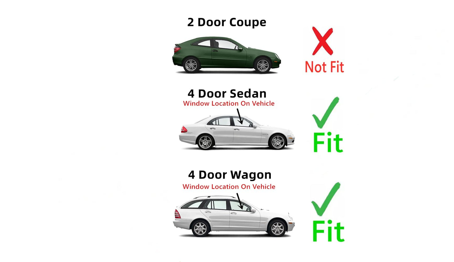 Passenger Right Side Front Door Window Door Glass Compatible with Mercedes Benz C230 / C240 / C280/ C320 / C32 AMG / C350 / C55AMG 4 Door Sedan 2004-2007 Models